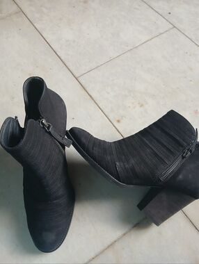 Paul Green Austria Black Suede Ankle Booties with Double Side Zip